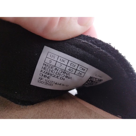 Toms Mariposa Sandals Black Suede Slip On 2 Strap Slide Shoes Womens Size 9 - Picture 8 of 9